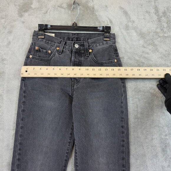 Levi's 501 Jeans Womens 25x30 Gray Black Button Fly High Rise Straight Denim - Picture 6 of 15